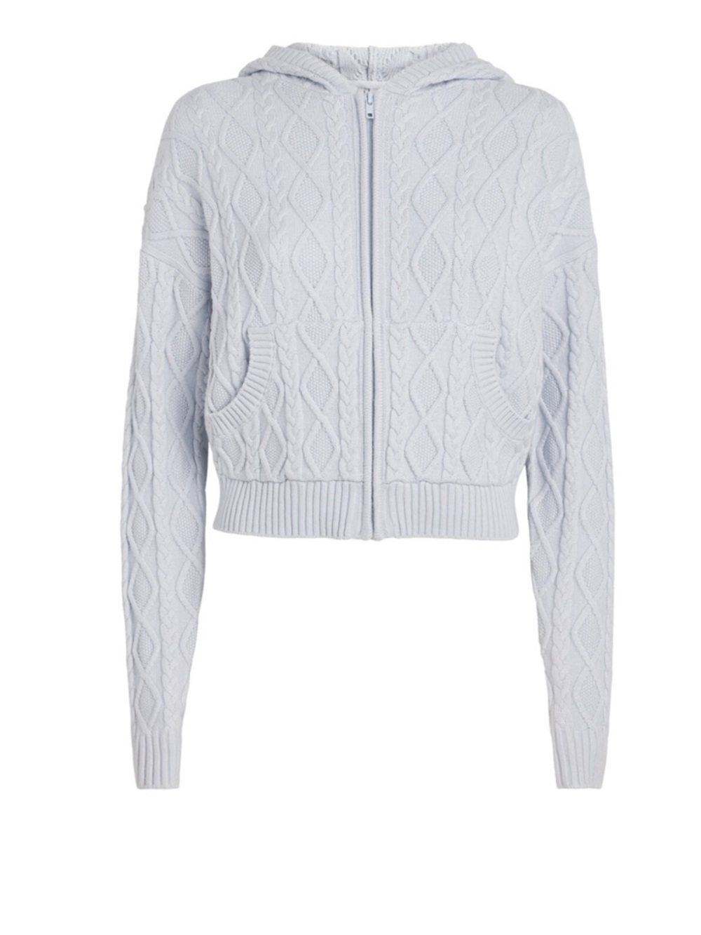 SKIMS Light Blue Cable Knit Zip Hoodie